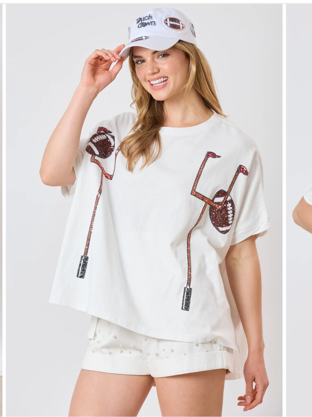 Fantastic Fawn Goal Post Football sequin shirt